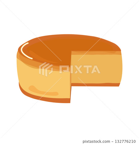 Illustration of two slices cut from a whole cheesecake 132776210