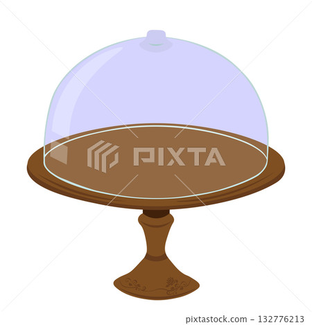 帶有玫瑰圖案的木製蛋糕架插圖 132776213