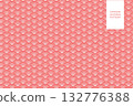 Japanese Seamless Wave Pattern in salmon pink gradient with white line for fabric, wallpapers, poster, card in asian design and more 132776388