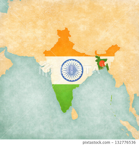 Map of South Asia - India and Bangladesh Map of South Asia - India and Bangladesh 132776536