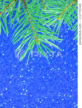 Christmas photo made of fir branches, Christmas background for the holiday 132776566