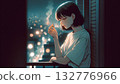 一個女人抽煙 132776966