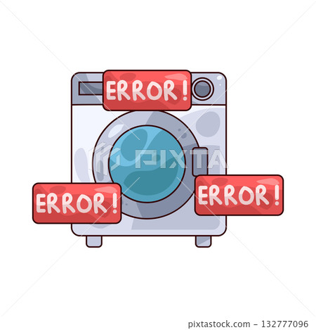 illustration of error washing machine 132777096