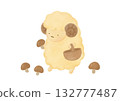 一隻綿羊採蘑菇的插圖 132777487
