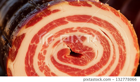 Whole Rolled Pancetta Cross Section 132778066