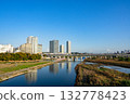 Cityscape with a river (Futako Tamagawa Tama River) 132778423