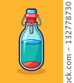Cute glass bottle with swing top image. Cartoon vector illustration 132778730