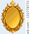 Old mirror in a gold frame. Cartoon vector illustration 132778733