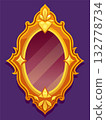 Vintage mirror in a gold frame. Cartoon vector illustration 132778734
