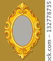 Old mirror in a gold frame image. Cartoon vector illustration 132778735