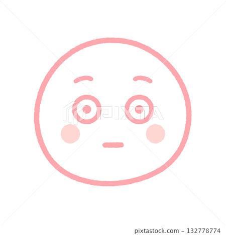 Emoji with eyes wide open and cheeks flushed - Hand-drawn illustration of a blushing/flushed face 132778774