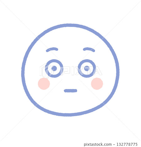 Emoji with eyes wide open and cheeks flushed - Hand-drawn illustration of a blushing/flushed face 132778775