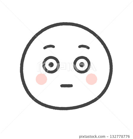 Emoji with eyes wide open and cheeks flushed - Hand-drawn illustration of a blushing/flushed face 132778776