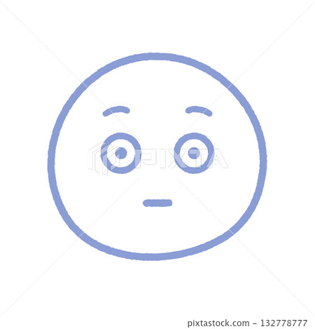 睜大眼睛、表情僵硬的表情符號 - 手繪插圖，描繪了一張驚訝、僵硬、面無表情的臉 132778777
