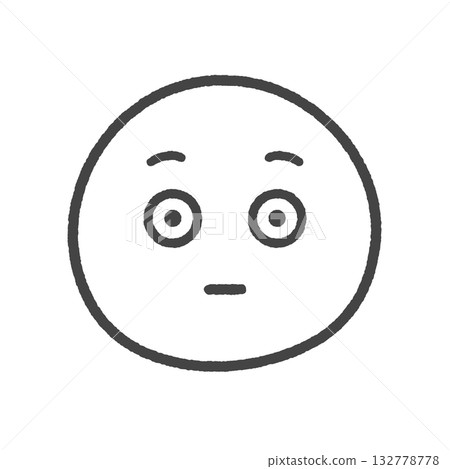 Emoji with eyes wide open and frozen - Hand-drawn illustration of a surprised and frozen expressionless face Emoji with eyes wide open and frozen - Hand-drawn illustration of a surprised and frozen expressionless face 132778778
