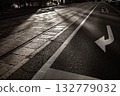 Cobblestone road with tram tracks 132779032