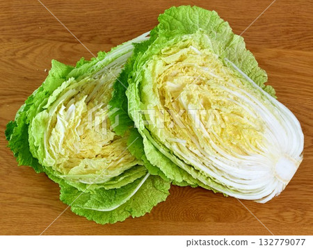 chinese cabbage on wooden background chinese cabbage on wooden background 132779077