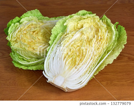 chinese cabbage on wooden background chinese cabbage on wooden background 132779079