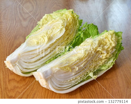 chinese cabbage on wooden background chinese cabbage on wooden background 132779114