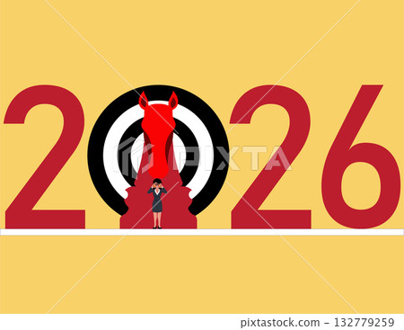 2026. Businesswoman planning and vision for 2026 132779259