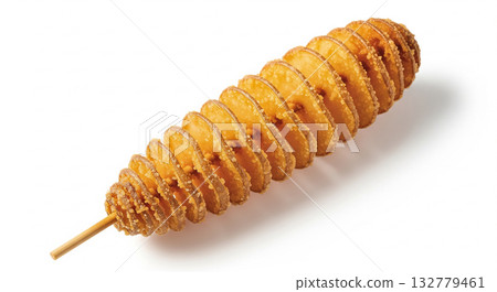 Crispy Tornado Potato on White Background Crispy Tornado Potato on White Background 132779461