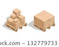 Cardboard boxes stacked on a pallet 132779733