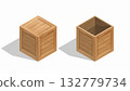 Wooden crates, open and closed. Isometric view isolated on a white background. Vector mockup. 132779734