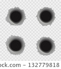 Bullet holes. Set isolated on transparent background 132779818