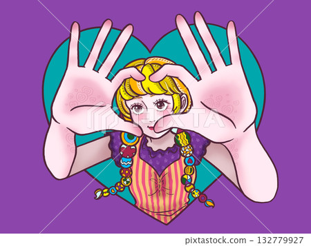 Appealing girl purple background Appealing girl purple background 132779927