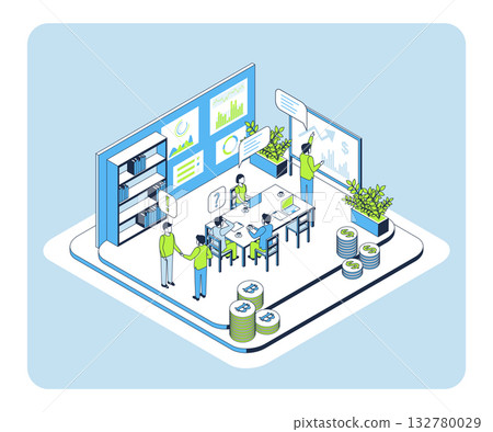 Cartoon Color Growth and Investment Start Up AI Concept 3d Isometric View Line Elements. Vector illustration of SartUp Artificial Intelligence Cartoon Color Growth and Investment Start Up AI Concept 3d Isometric View Line Elements. Vector illustration of SartUp Artificial Intelligence 132780029