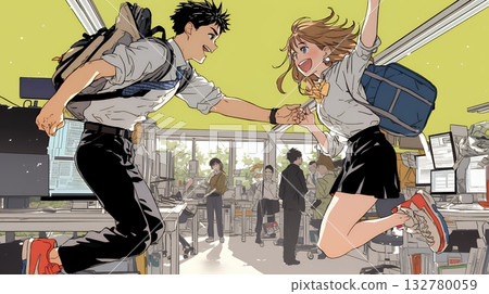 A business person who is truly happy about his success at work 132780059