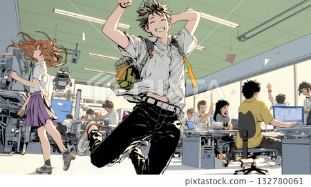 A business person who is truly happy about his success at work 132780061