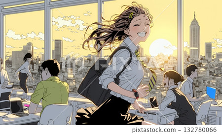 A business person who is truly happy about his success at work 132780066