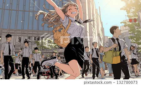 A business person who is truly happy about his success at work 132780073