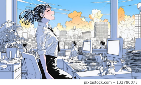 A business person who is truly happy about his success at work 132780075