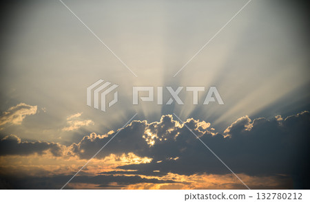 Sky background, the sunset over copy space 132780212