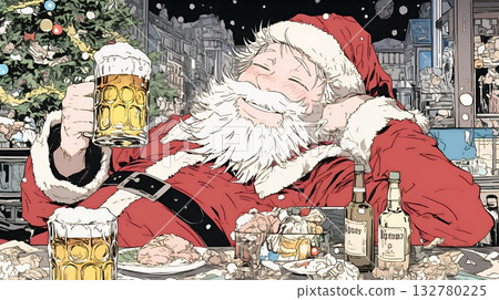 聖誕老人喝啤酒 聖誕老人喝啤酒 132780225