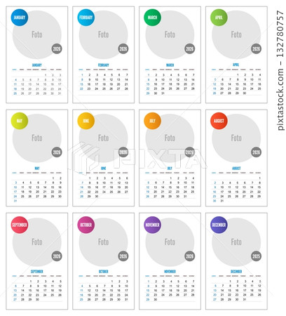 Rainbow calendar Year 2026. vector calendar. Calendar on white Background for business. Week Starts Sunday. template, simple and clean design. Rainbow calendar Year 2026. vector calendar. Calendar on white Background for business. Week Starts Sunday. template, simple and clean design. 132780757