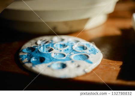 artist's palette, texture mixed ceramic paints artist's palette, texture mixed ceramic paints 132780832
