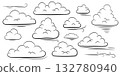 black and white style icon of clouds 132780940