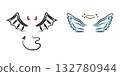 Angel and demon wings and other elements. Color doodle hand drawn illustration on white background. 132780944