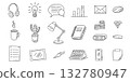 Doodle icon set - Remote work and study. Hand drawn icon design on white background. 132780947