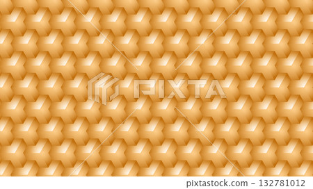 Abstract seamless golden hexagon pattern with 3D depth and light gradient for modern design 132781012