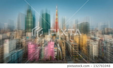 A stunning view of Tokyo shows the famous tower rising above a bustling urban landscape. Skyscrapers of various colors surround the tower, creating a lively atmosphere that captures the citys energy. A stunning view of Tokyo shows the famous tower rising above a bustling urban landscape. Skyscrapers of various colors surround the tower, creating a lively atmosphere that captures the citys energy. 132781048