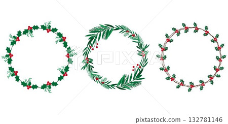 時尚植物與裝飾品花環，聖誕花圈框架套裝 132781146