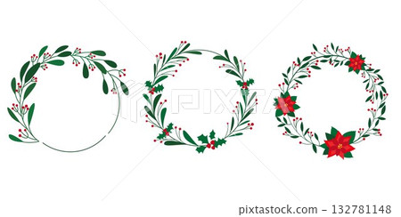 Stylish plant and ornament decoration wreath, Christmas wreath frame set Stylish plant and ornament decoration wreath, Christmas wreath frame set 132781148