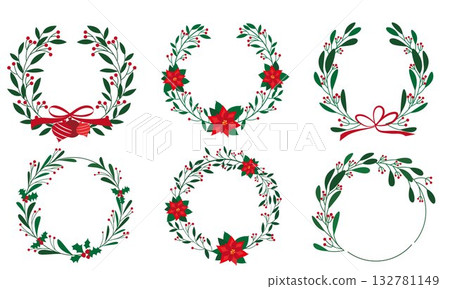 Stylish plant and ornament decoration wreath, Christmas wreath frame set Stylish plant and ornament decoration wreath, Christmas wreath frame set 132781149