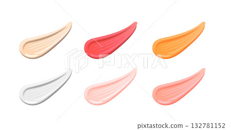 Cosmetic texture brush stroke set (cream, lip, cheek, foundation) 132781152