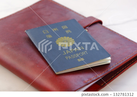 攜帶護照（深藍色5年）和系統筆記本（旅行者筆記本）計劃出國旅行的圖片 132781312