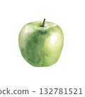 Ripe green apple. Hand drawn watercolor illustration isolated on white background for print and design 132781521